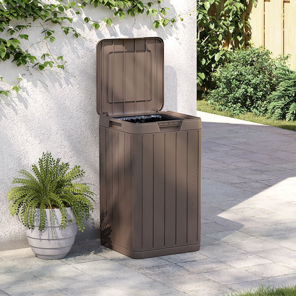 vidaXL Outdoor Garbage Bin Brown 38x38x65 cm PP