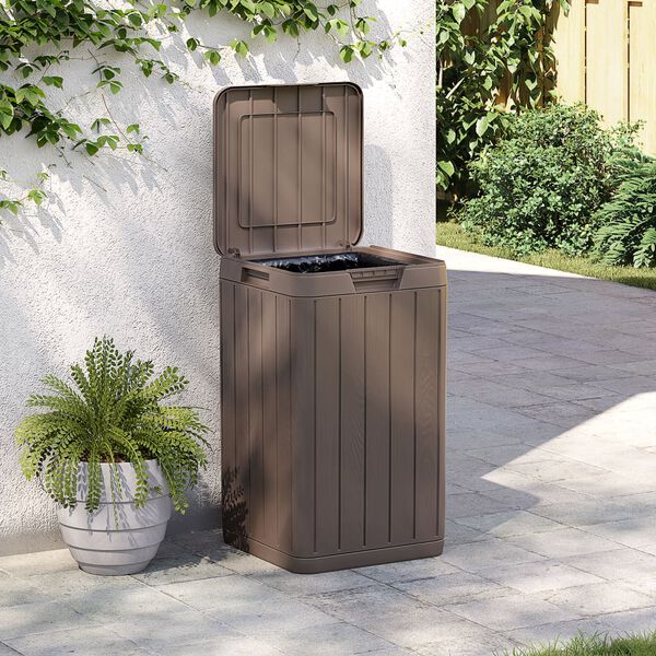 vidaXL Outdoor Garbage Bin Brown 38x38x65 cm PP