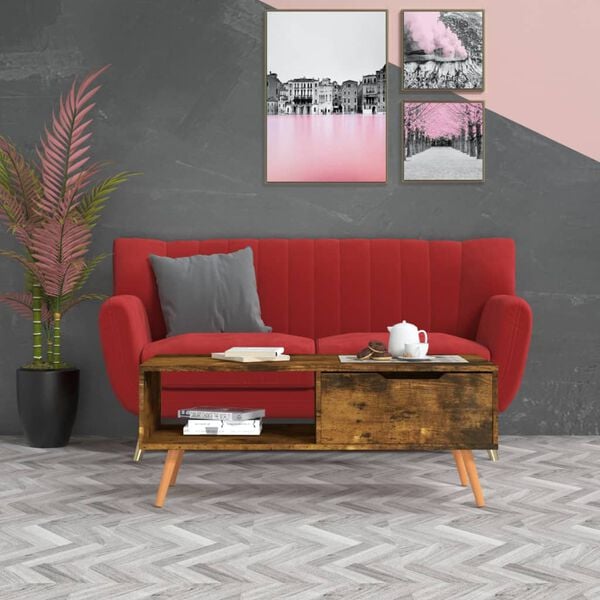 vidaXL Coffee Table Smoked Oak 100x49.5x43 cm Engineered Wood