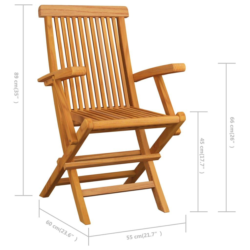 vidaXL Garden Chairs with Green Cushions 2 pcs Solid Teak Wood