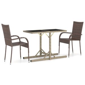 vidaXL 3 Piece Garden Dining Set Brown