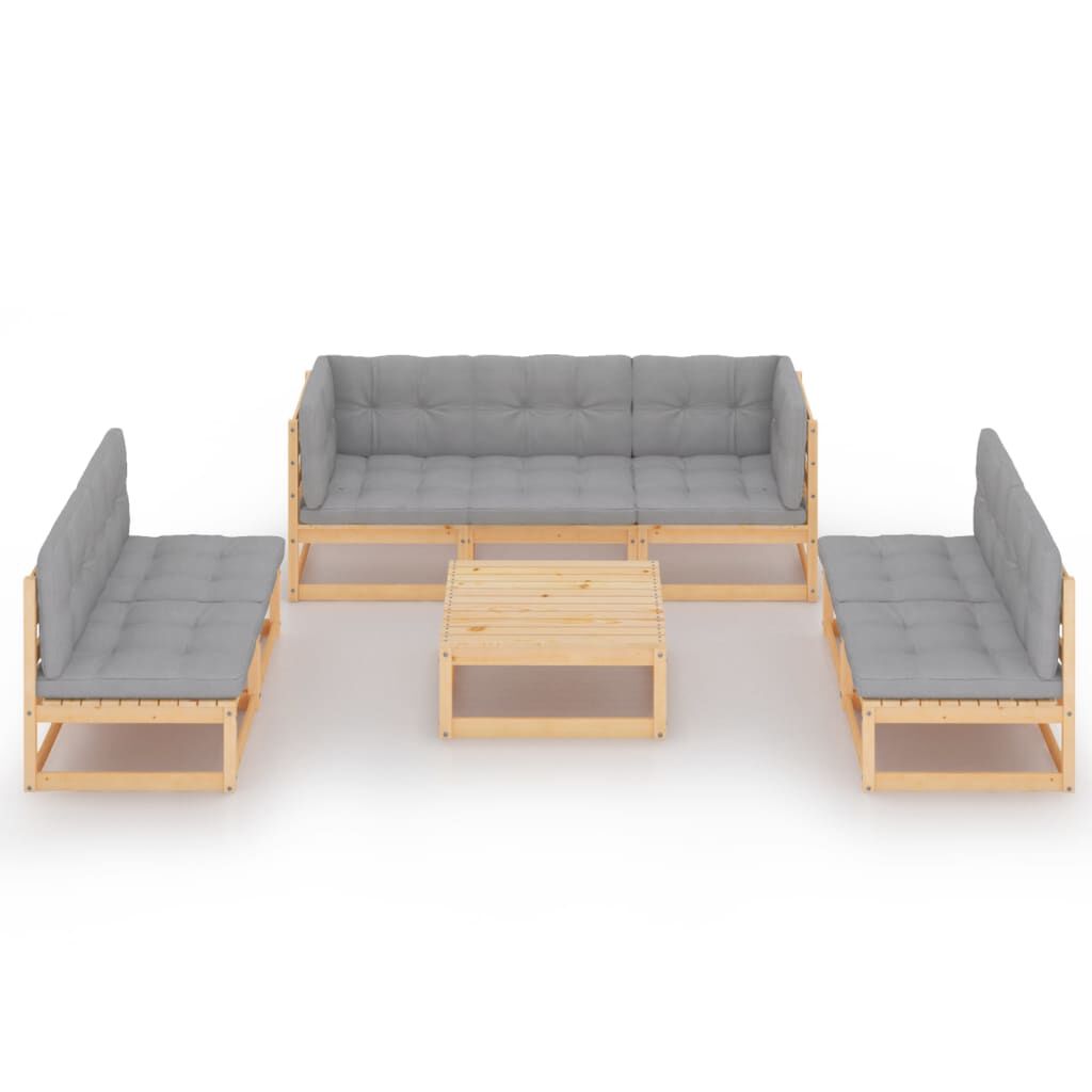 vidaXL 8 Piece Garden Lounge Set with Cushions Solid Pinewood