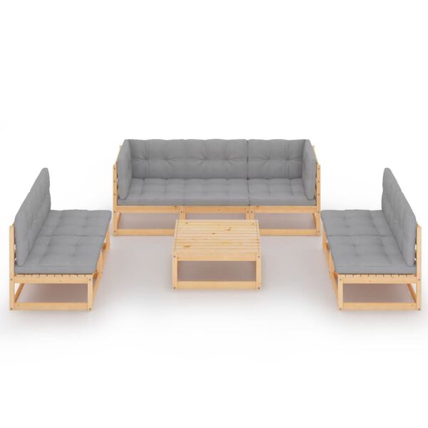 vidaXL 8 Piece Garden Lounge Set with Cushions Solid Pinewood