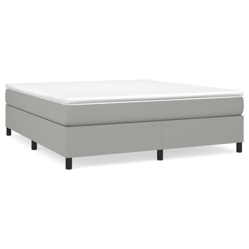 vidaXL Box Spring Bed with Mattress Light Grey 183x213 cm California King Fabric
