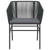 vidaXL 3 Piece Garden Dining Set with Cushions Black Poly Rattan Glass