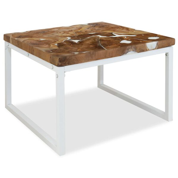 vidaXL Coffee Table Teak Resin 60x60x40 cm White and Brown