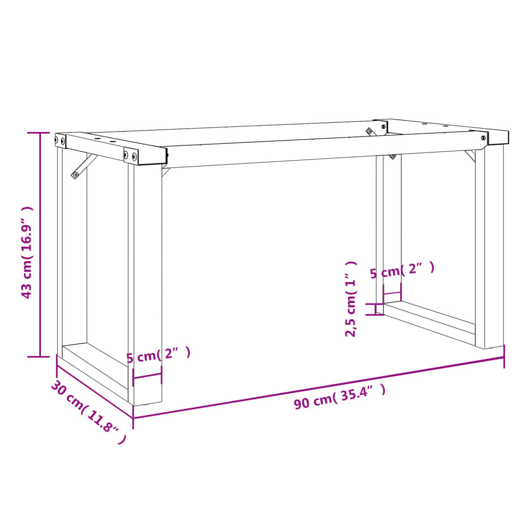 vidaXL Coffee Table Legs O-Frame 90x30x43 cm Steel