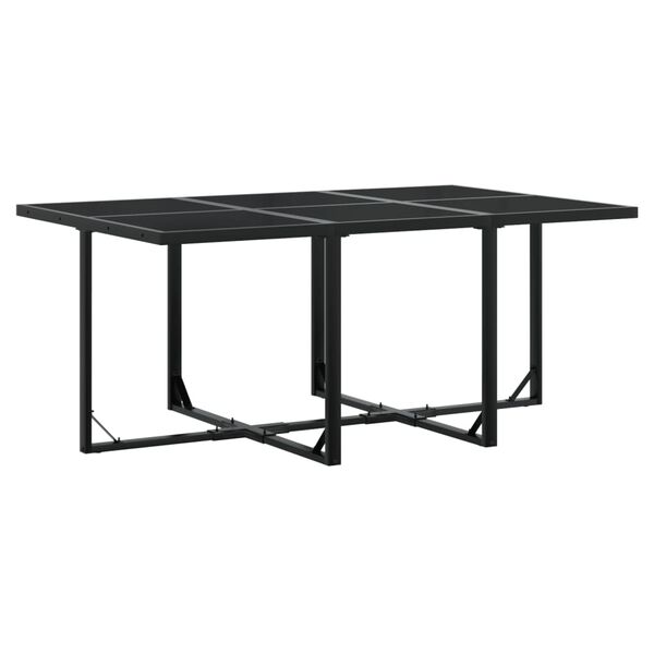 vidaXL 11 Piece Garden Dining Set with Cushions Black Textilene