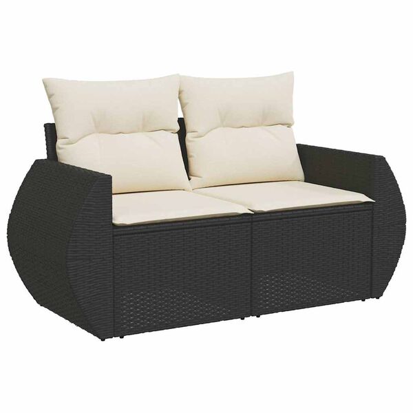 vidaXL 10 Piece Garden Sofa Set with Cushions Black Poly Rattan