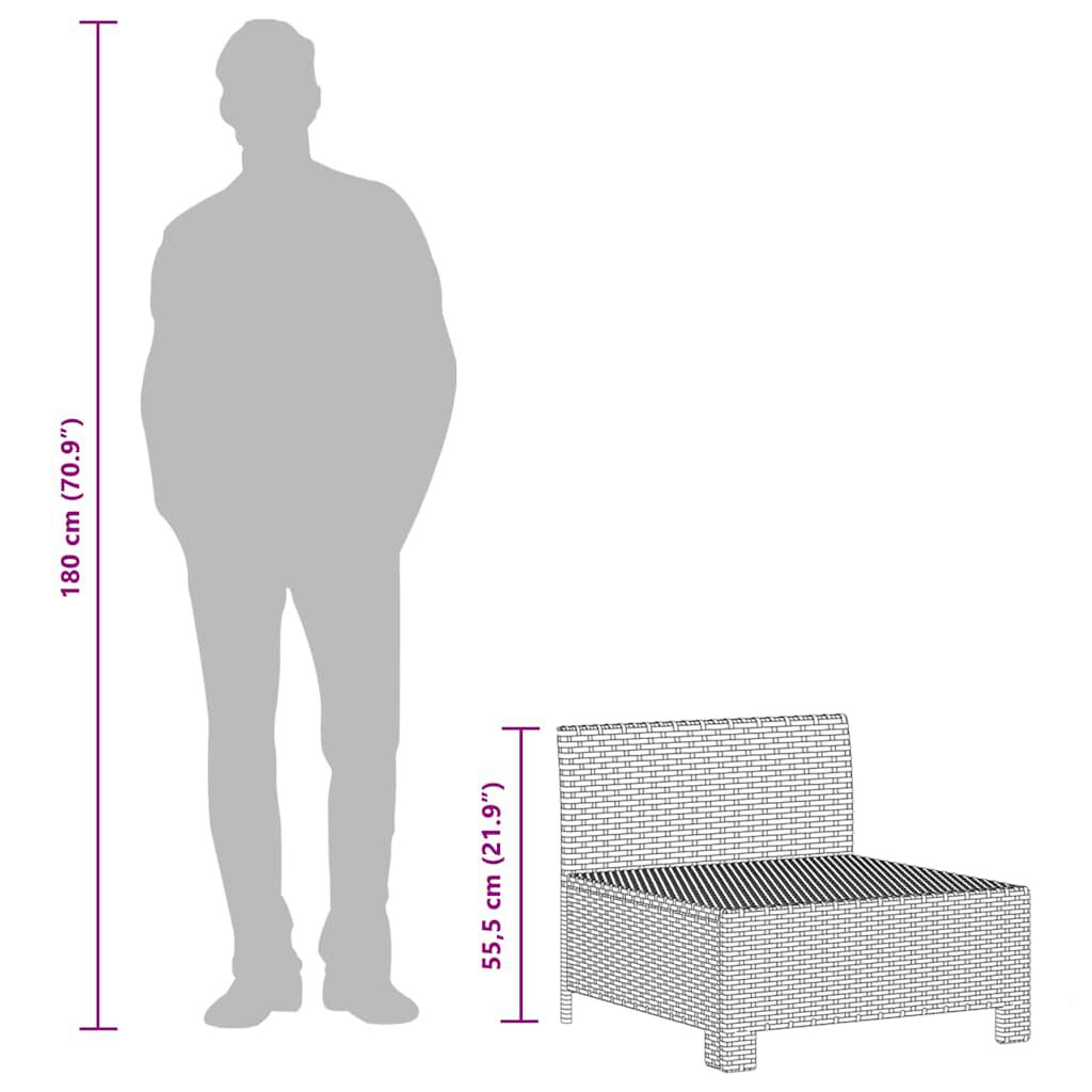 vidaXL 2-Seater Garden Sofa with Cushions Grey Poly Rattan
