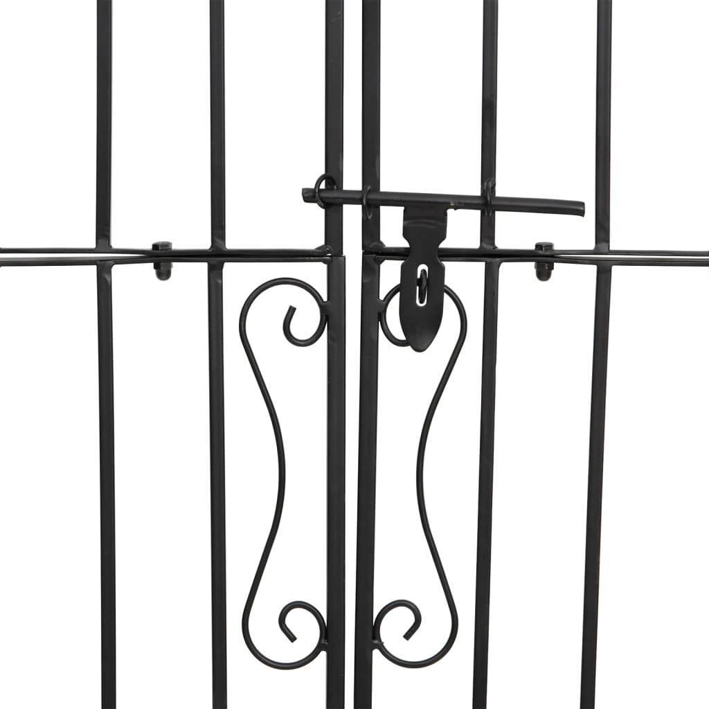 vidaXL Garden Gate Black 121x8x200 cm Wrought Iron