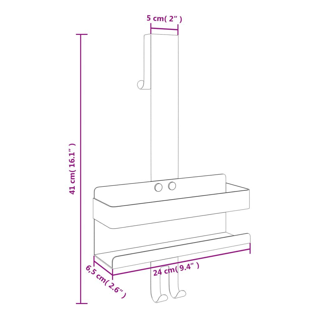 vidaXL Hanging Shower Caddy Matt Black Brushed 304 Stainless Steel