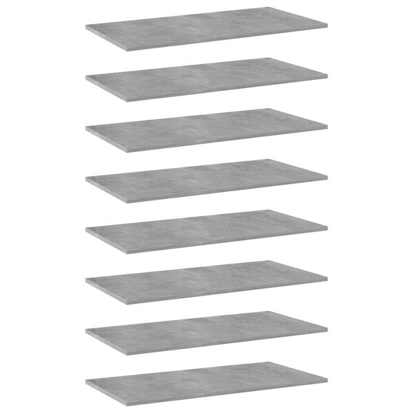 vidaXL Bookshelf Boards 8 pcs Concrete Grey 80x40x1.5 cm Engineered Wood