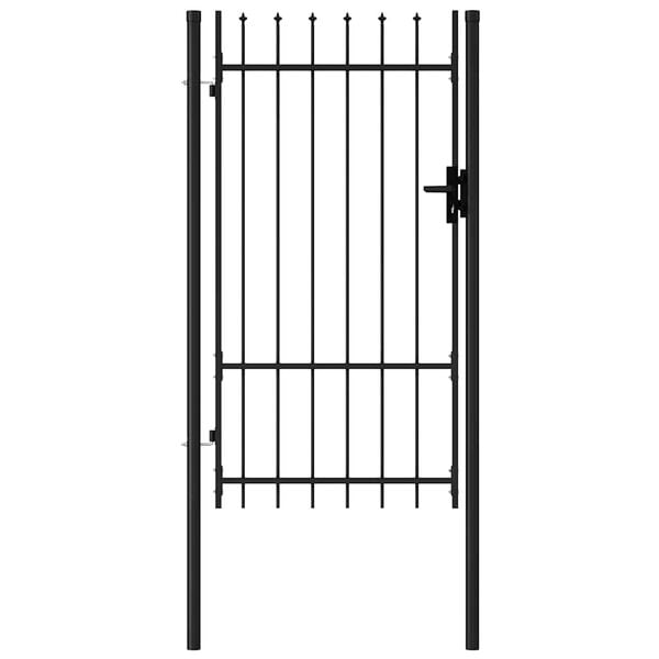 vidaXL Fence Gate Single Door with Spike Top Steel 1x1.75 m Black
