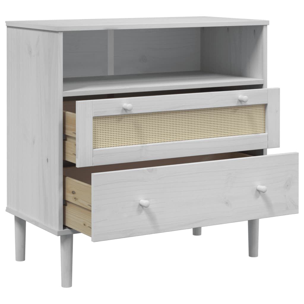 vidaXL Sideboard SENJA Rattan Look White 80x40x80 cm Solid Wood Pine