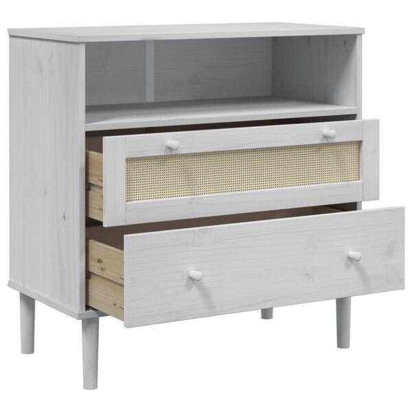 vidaXL Sideboard SENJA Rattan Look White 80x40x80 cm Solid Wood Pine