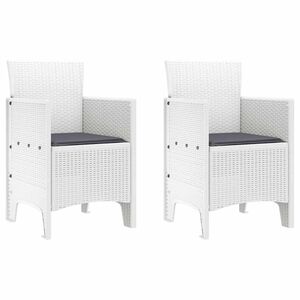 vidaXL Garden Chair 2 pcs White 53 x 49 x 85 cm PP