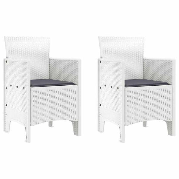 vidaXL Garden Chair 2 pcs White 53 x 49 x 85 cm PP