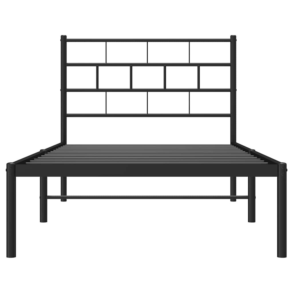 vidaXL Metal Bed Frame without Mattress with Headboard Black 100x200cm