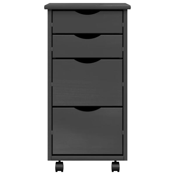 vidaXL Rolling Cabinet with Drawers MOSS Grey Solid Wood Pine