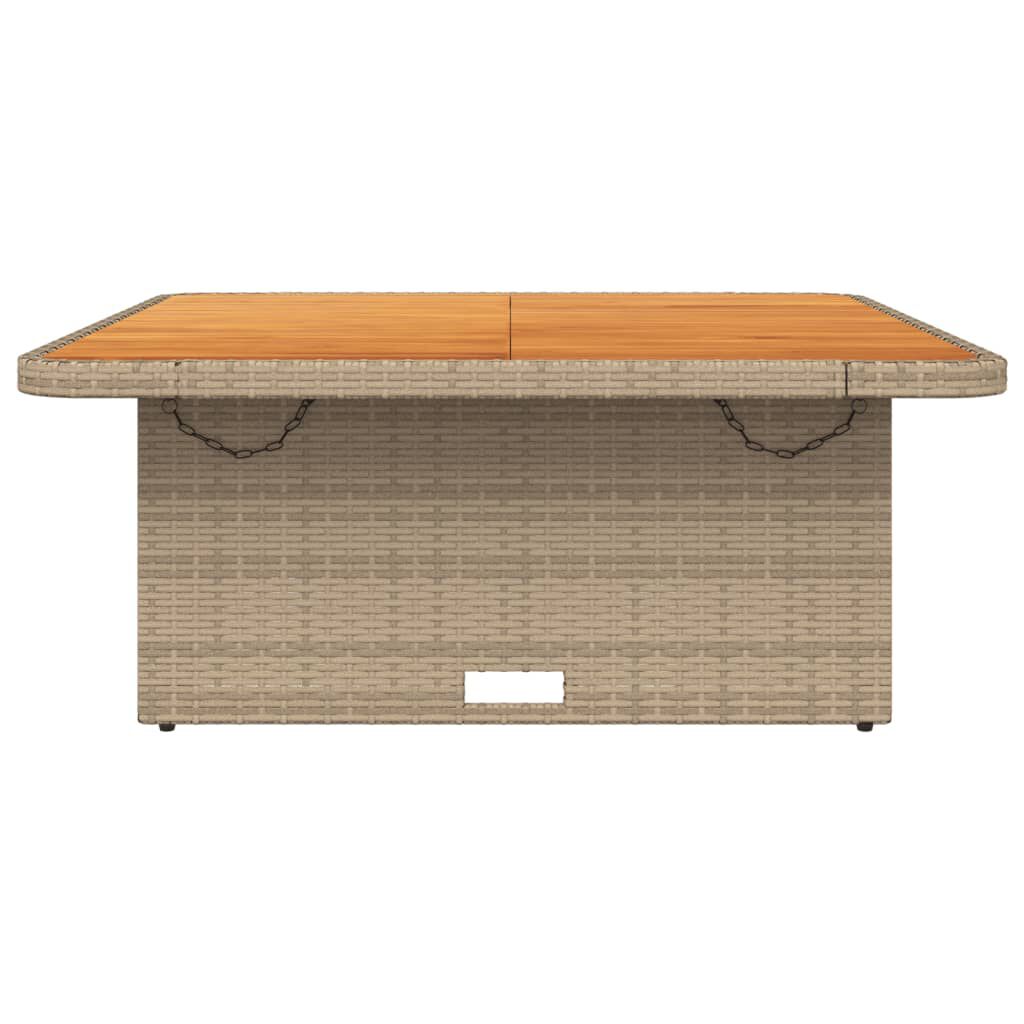 vidaXL Garden Table Beige 110x110x71 cm Poly Rattan and Acacia Wood
