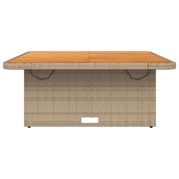 vidaXL Garden Table Beige 110x110x71 cm Poly Rattan and Acacia Wood