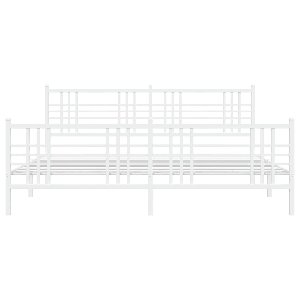 vidaXL Metal Bed Frame without Mattress with Footboard White 193x203cm