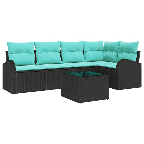 vidaXL Garden Sofa Set Black Poly Rattan
