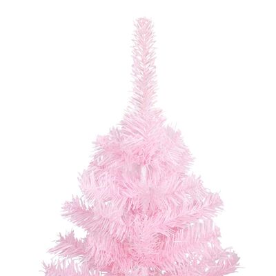 vidaXL Artificial Pre-lit Christmas Tree with Ball Set Pink 210 cm PVC