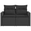 vidaXL Garden Sofa with Cushions 2-Seater Black Poly Rattan