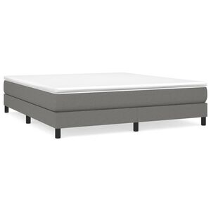 vidaXL Box Spring Bed Frame Dark Grey King Fabric (US Only)