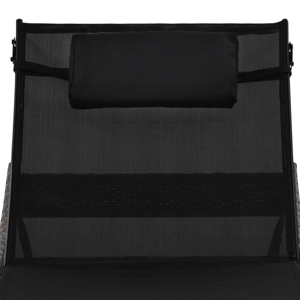 vidaXL Sun Lounger with Pillow Poly Rattan Brown