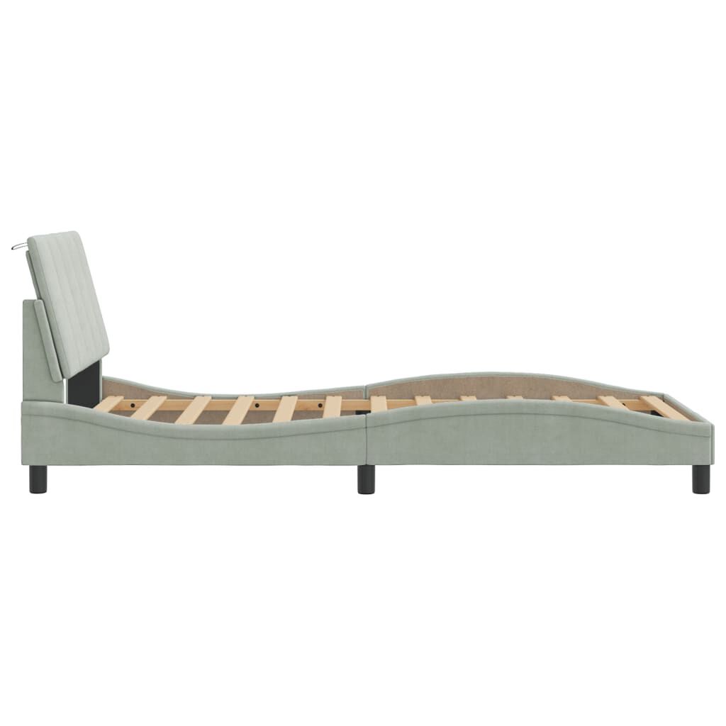 vidaXL Bed Frame without Mattress Light Grey 100x190 cm Velvet