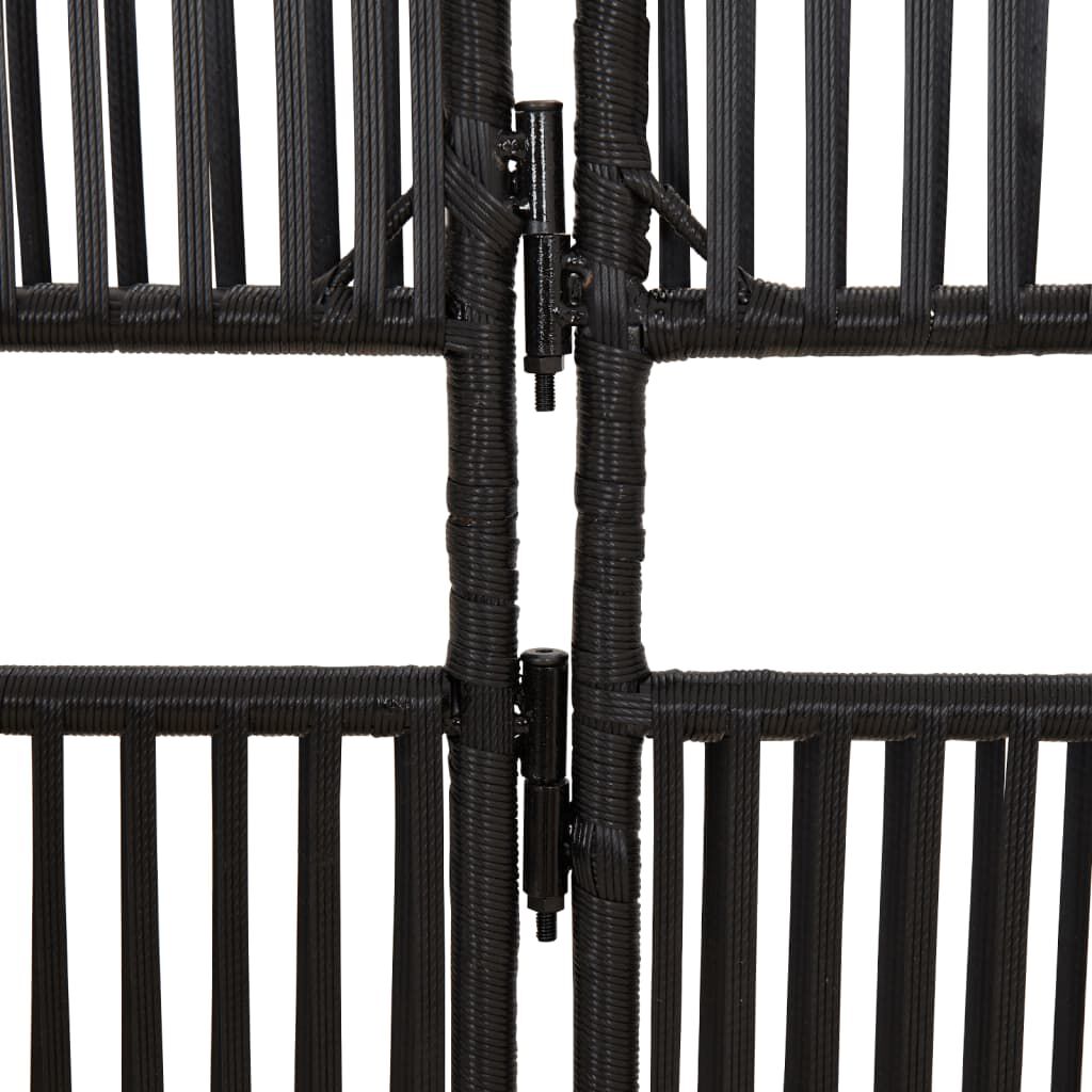 vidaXL Room Divider 3 Panels Black Poly Rattan