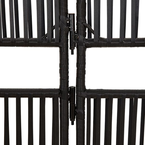 vidaXL Room Divider 3 Panels Black Poly Rattan
