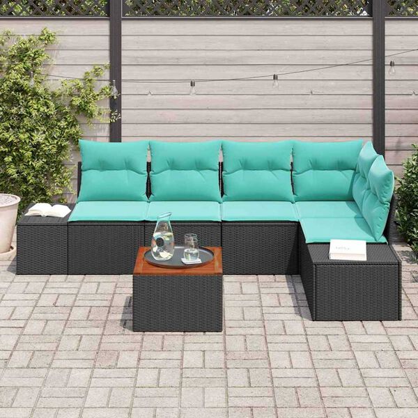 vidaXL Garden Sofa Set 6 pcs Black and turquoise