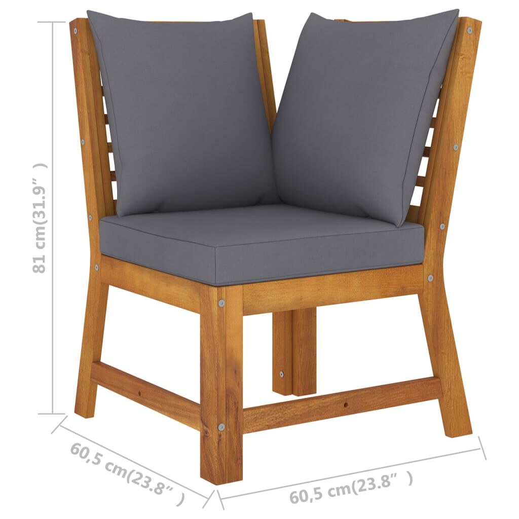 vidaXL 5 Piece Garden Lounge Set with Cushion Solid Acacia Wood