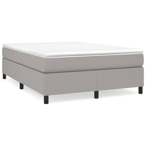 vidaXL Box Spring Bed with Mattress Light Grey 137x190 cm Full Fabric