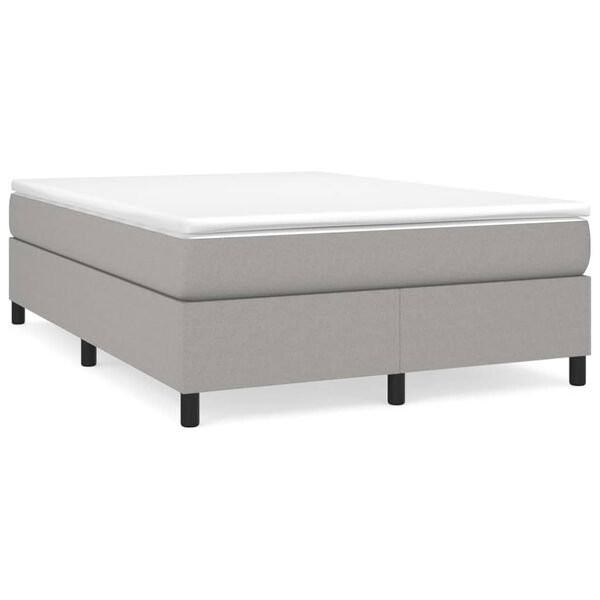 vidaXL Box Spring Bed with Mattress Light Grey 137x190 cm Full Fabric