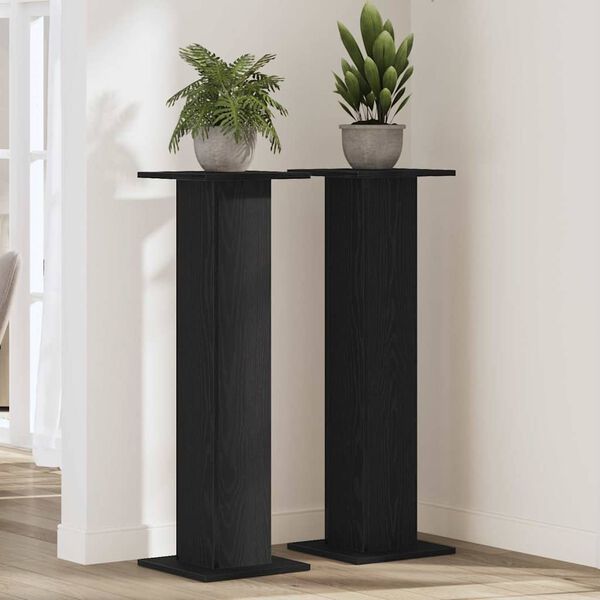vidaXL Plant Stand 2 pcs Black Oak 30 x 30 x 95 cm Engineered wood