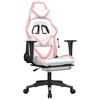 vidaXL Gaming Chair with Footrest White and Pink Faux Leather