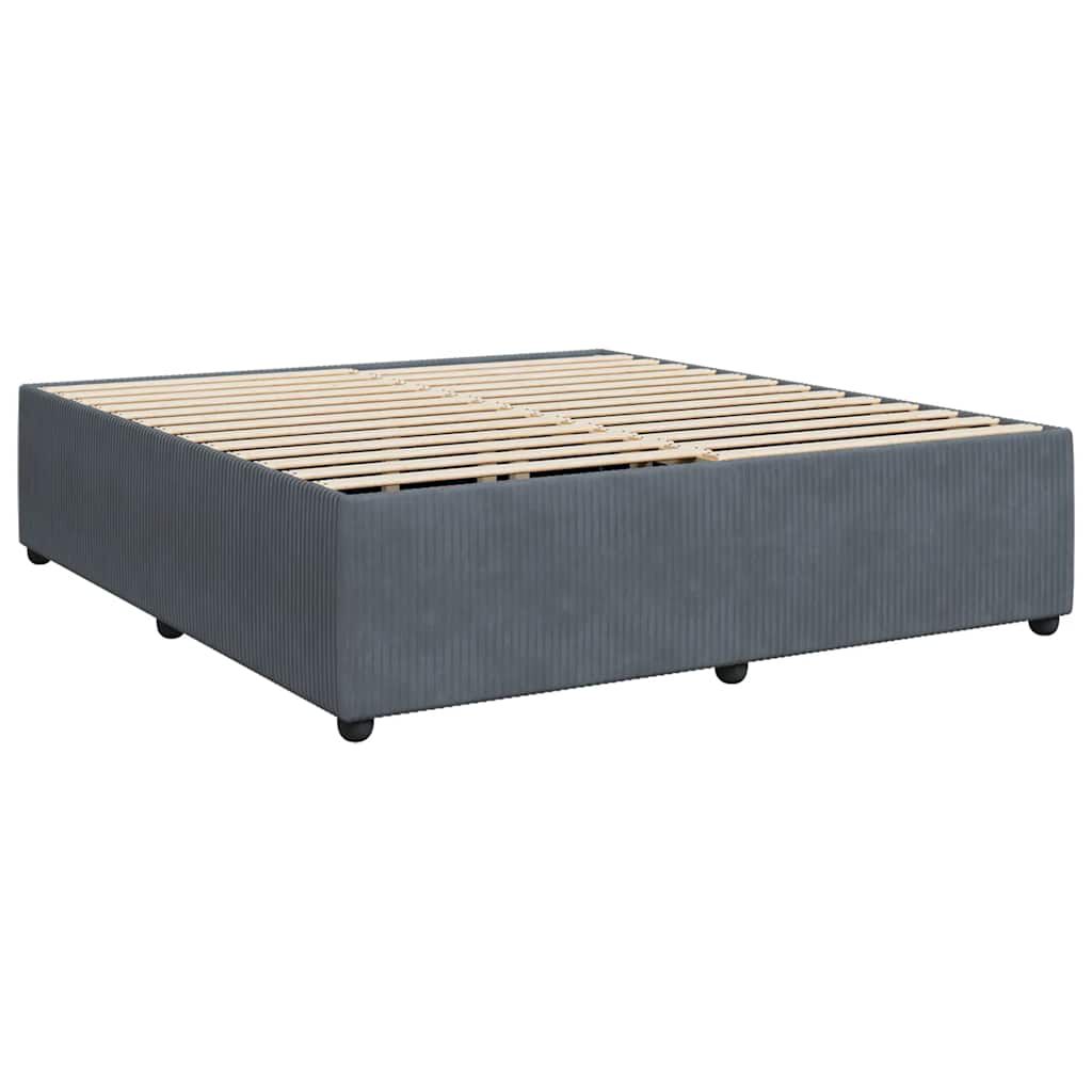 vidaXL Box Spring Bed with Mattress Dark Grey King Velvet