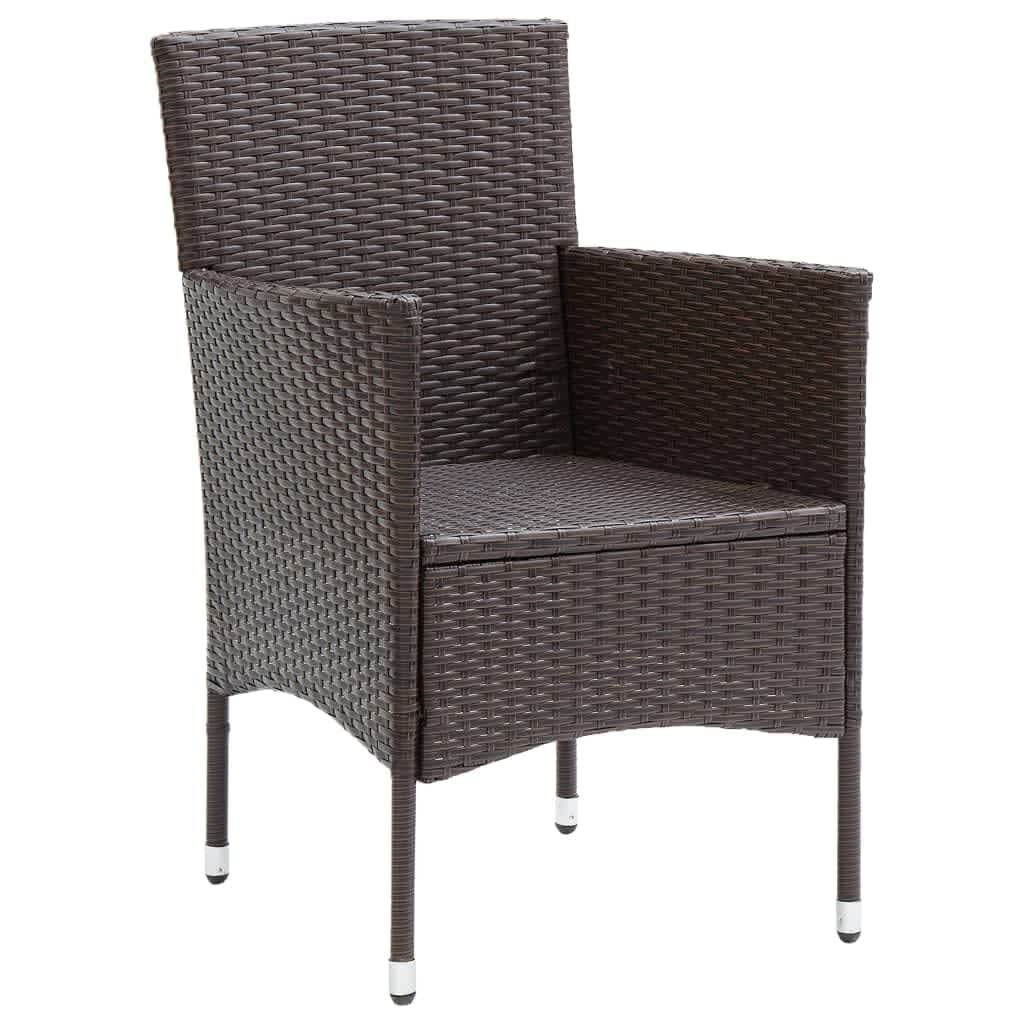 vidaXL 3 Piece Garden Dining Set with Cushions Poly Rattan Brown