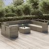 vidaXL 10 Piece Garden Lounge Set with Cushions Grey Poly Rattan
