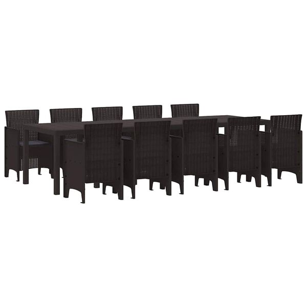 vidaXL Garden Dining Set 11 pcs Brown and Anthracite Rattan