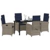 vidaXL Garden Dining Set with Cushion 5 pcs Grey Poly Rattan