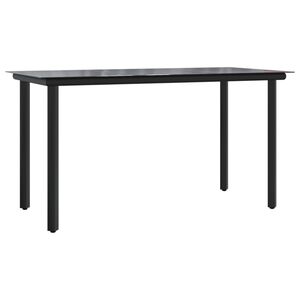 vidaXL Garden Dining Table Black 200x100x74cm Steel and Tempered Glass
