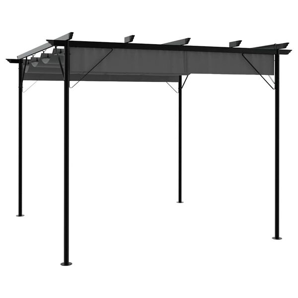 vidaXL Pergola with Retractable Roof Anthracite 3x3 m Steel 180 g/m&sup2;