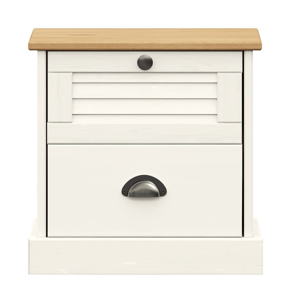 vidaXL Bedside Cabinet VIGO White 42x35x42 cm Solid Wood Pine