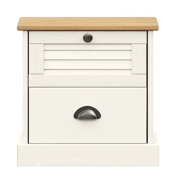 vidaXL Bedside Cabinet VIGO White 42x35x42 cm Solid Wood Pine